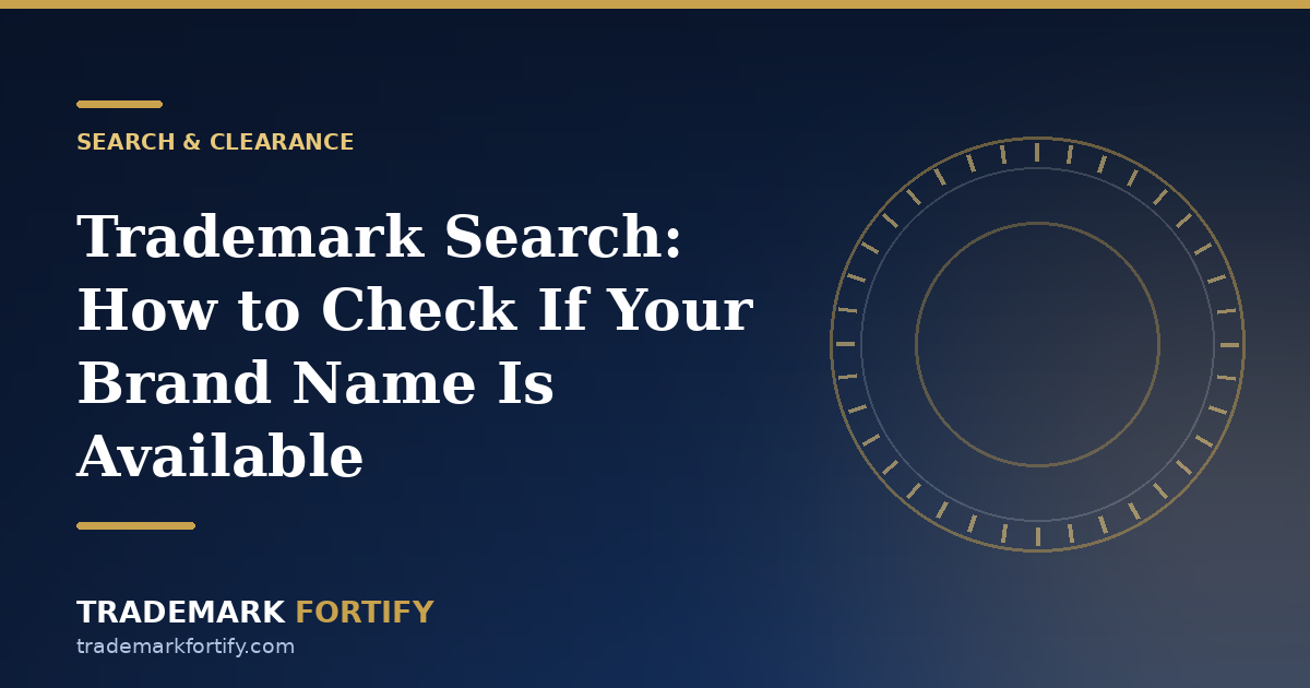 Trademark clearance search process showing database lookup, phonetic variants and common law research