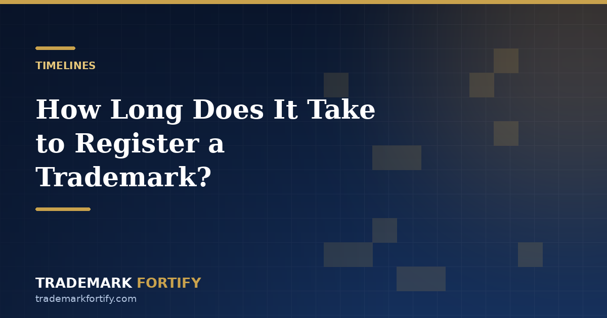 Trademark registration timeline showing filing examination publication opposition and registration stages
