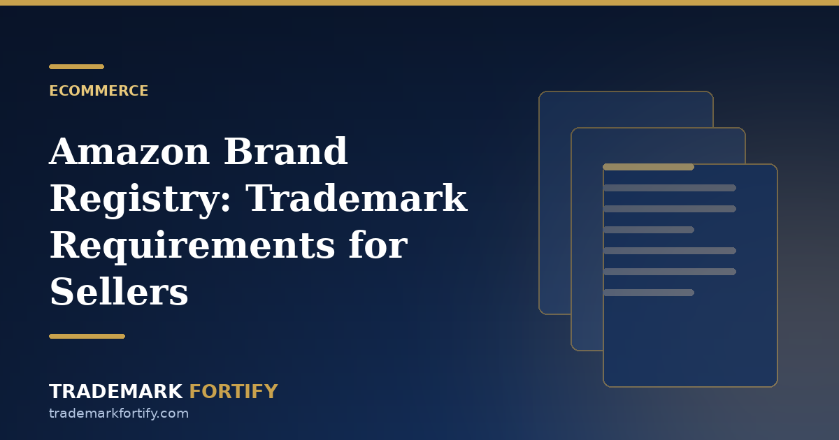Amazon Brand Registry requirements diagram showing trademark eligibility and seller protection tools