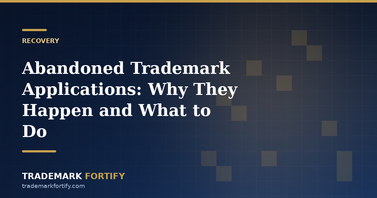Trademark abandonment causes and recovery paths showing revival petition and refiling options